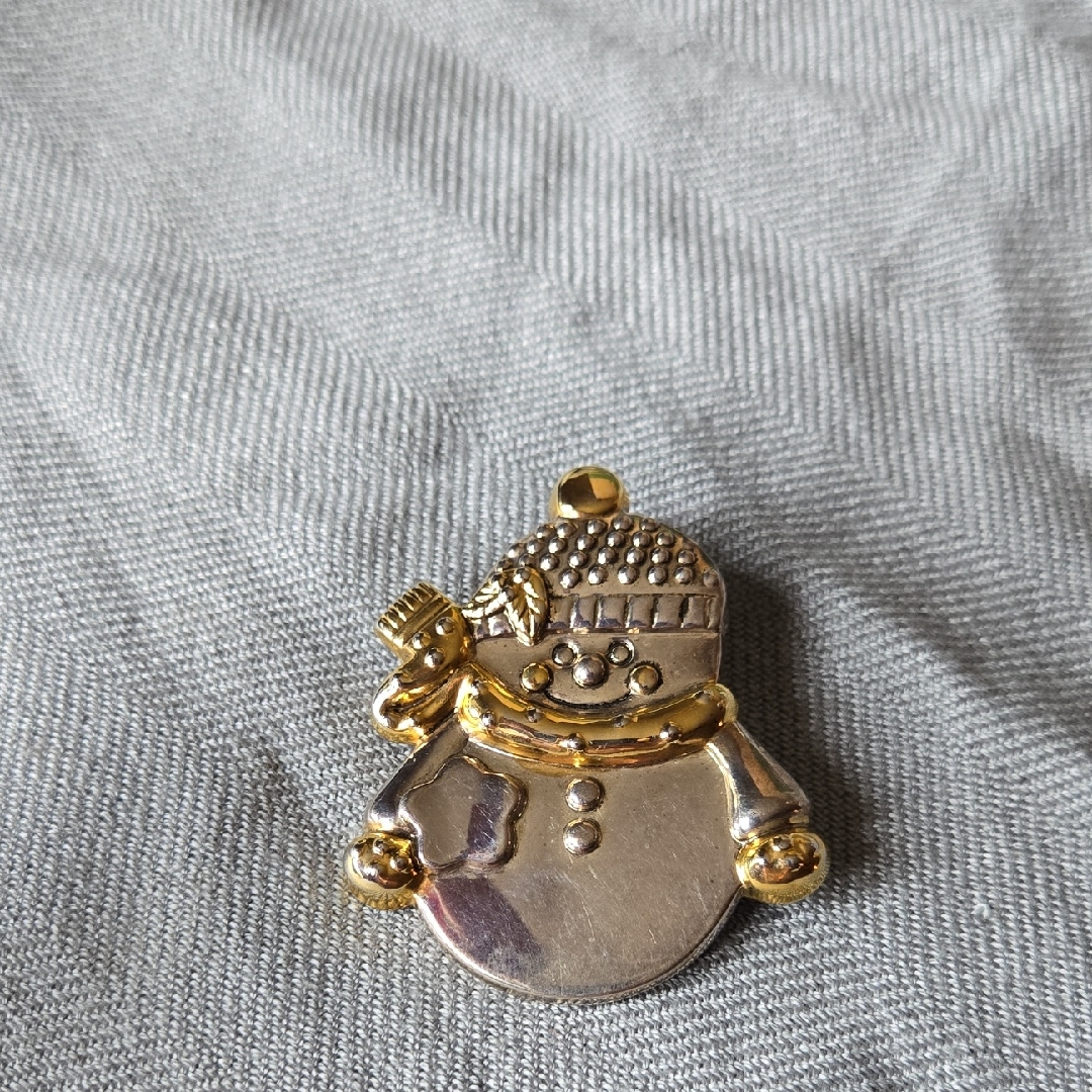 Elegant Gold And Silver Snowman Brooch 11$